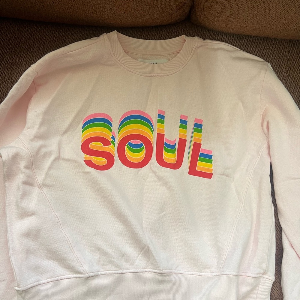 Pink Sweatshirt with Rainbow 'SOUL' Graphic NwT Sz M
